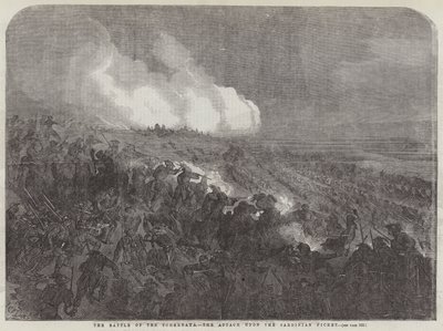 La batalla del Tchernaya, el ataque al piquete sardo de Gustave Dore